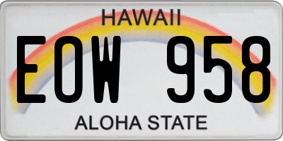 HI license plate EOW958