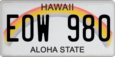 HI license plate EOW980