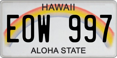 HI license plate EOW997