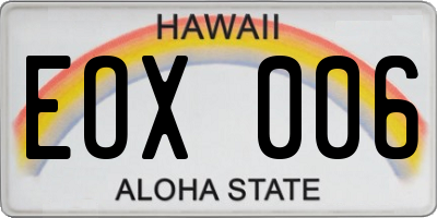 HI license plate EOX006