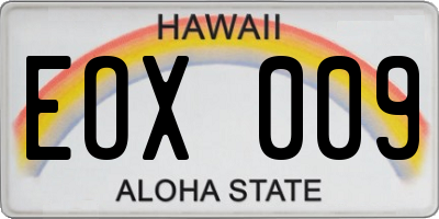 HI license plate EOX009