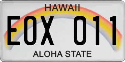 HI license plate EOX011