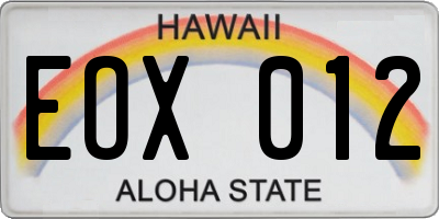 HI license plate EOX012