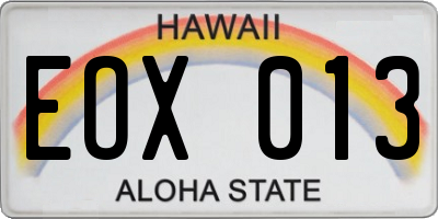 HI license plate EOX013