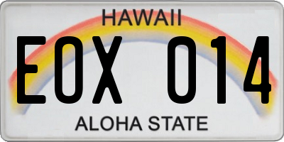HI license plate EOX014