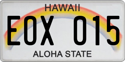 HI license plate EOX015