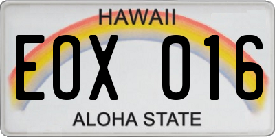 HI license plate EOX016
