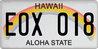HI license plate EOX018