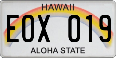 HI license plate EOX019