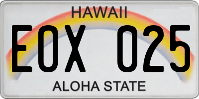 HI license plate EOX025