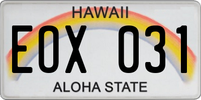 HI license plate EOX031