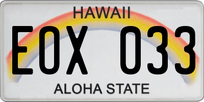 HI license plate EOX033