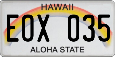 HI license plate EOX035