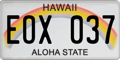 HI license plate EOX037