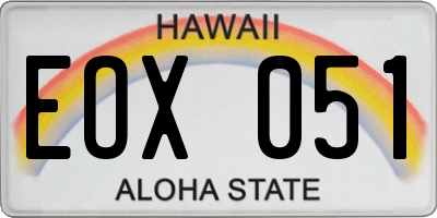 HI license plate EOX051
