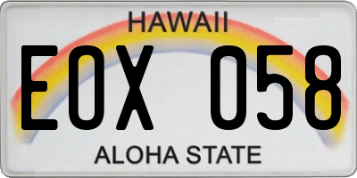 HI license plate EOX058