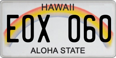 HI license plate EOX060