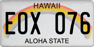 HI license plate EOX076