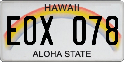 HI license plate EOX078