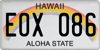 HI license plate EOX086