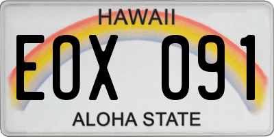 HI license plate EOX091