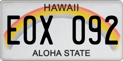 HI license plate EOX092