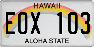 HI license plate EOX103