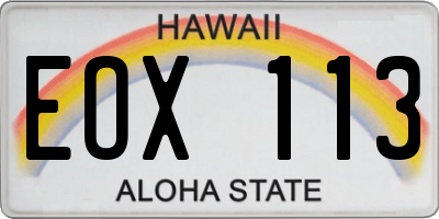 HI license plate EOX113