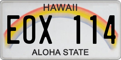HI license plate EOX114