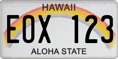 HI license plate EOX123