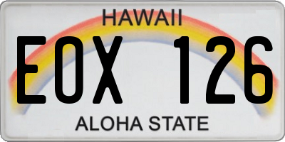 HI license plate EOX126