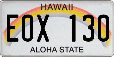 HI license plate EOX130
