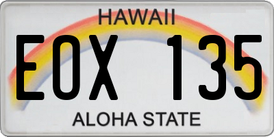 HI license plate EOX135