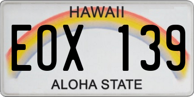 HI license plate EOX139