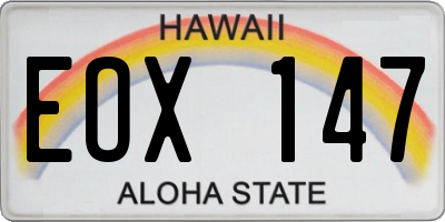 HI license plate EOX147