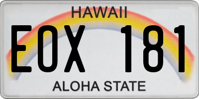HI license plate EOX181