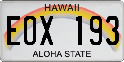 HI license plate EOX193