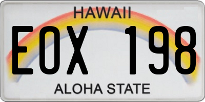 HI license plate EOX198