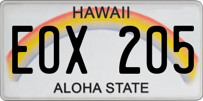 HI license plate EOX205
