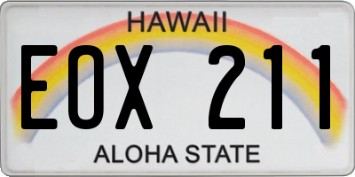 HI license plate EOX211
