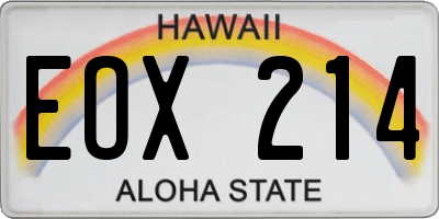 HI license plate EOX214