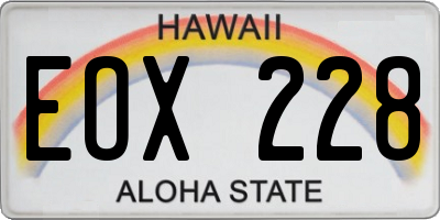 HI license plate EOX228