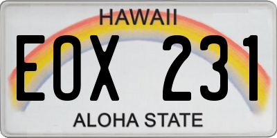 HI license plate EOX231