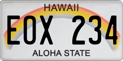 HI license plate EOX234