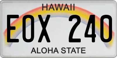 HI license plate EOX240