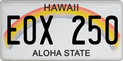 HI license plate EOX250