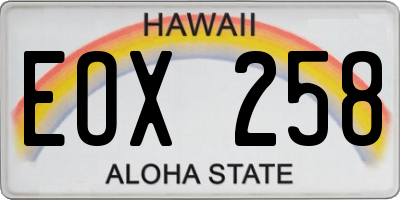HI license plate EOX258