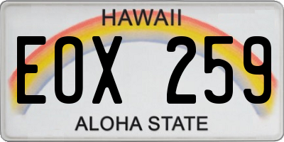 HI license plate EOX259