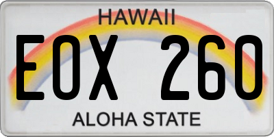 HI license plate EOX260