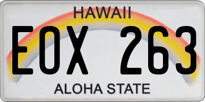 HI license plate EOX263